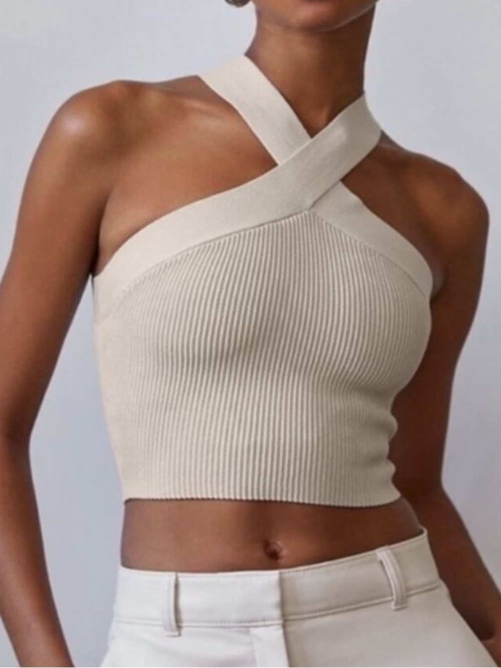 Babaton Cream Ribbed Tank Size xs